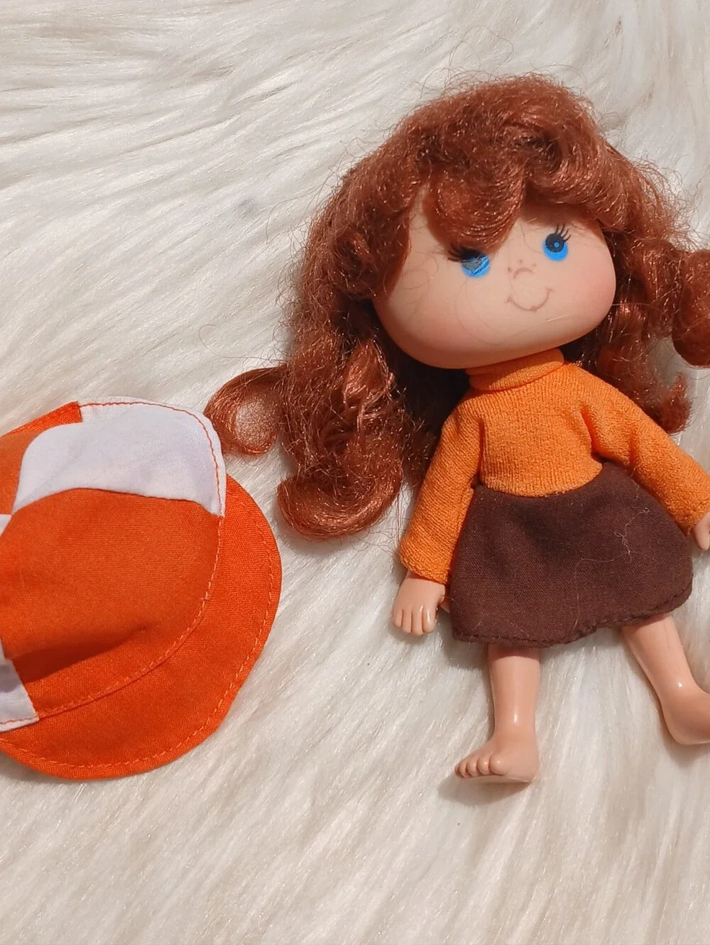 Vintage Cindy Cinnamon Doll Jelly Bean 80s 1980s Toy Girl Orange Brown with Hat